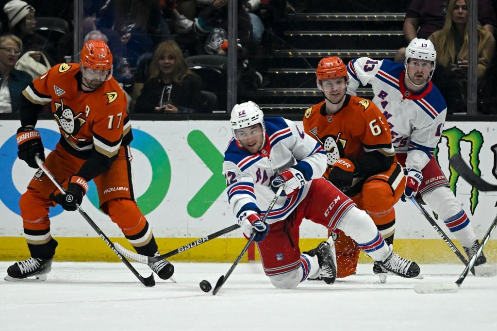 Rangers blow two-goal lead in crushing overtime loss to Ducks