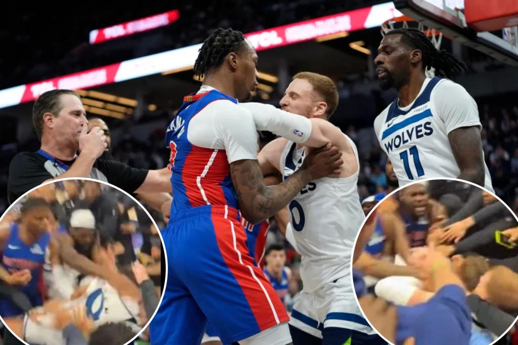 Donte DiVincenzo in middle of ugly Timberwolves-Pistons brawl
