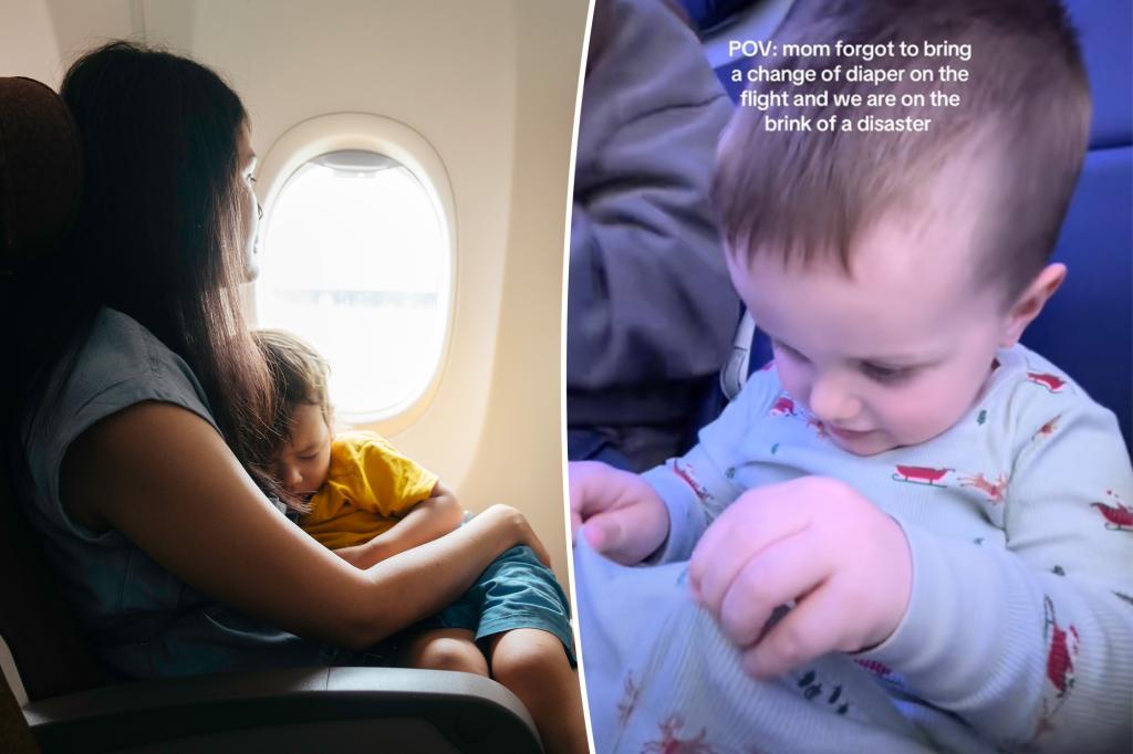 Mom raises eyebrows with rogue solution to diaper fiasco on flight