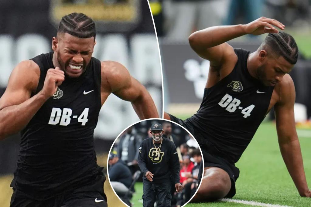 Shilo Sanders comes up short of car gift from Deion in 40-yard dash