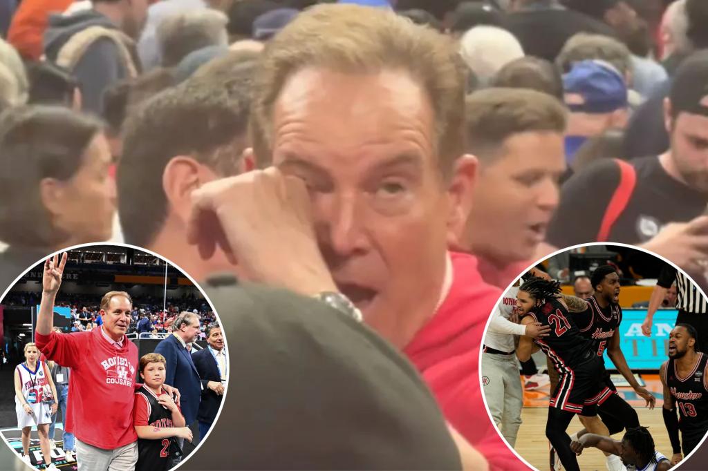 Jim Nantz wipes away tears after Houston’s Final Four win over Duke