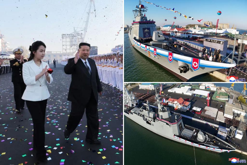 North Korean leader Kim touts new naval destroyer, blames US for tensions