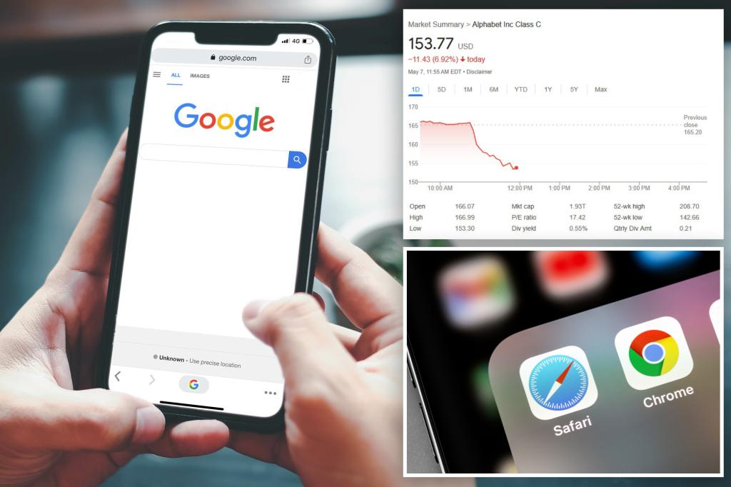 Google stock drops 9% after Apple says it could ditch search engine