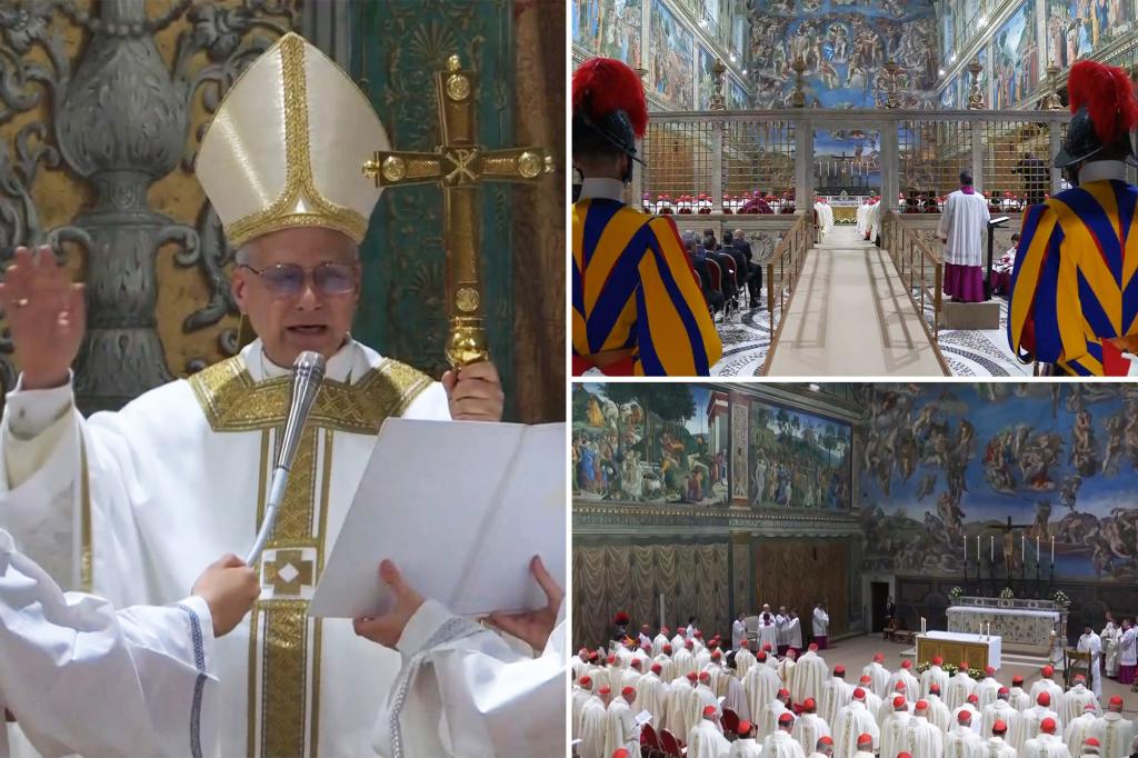 Pope Leo XIV celebrates first Mass with cardinals inside Sistine Chapel of the Vatican
