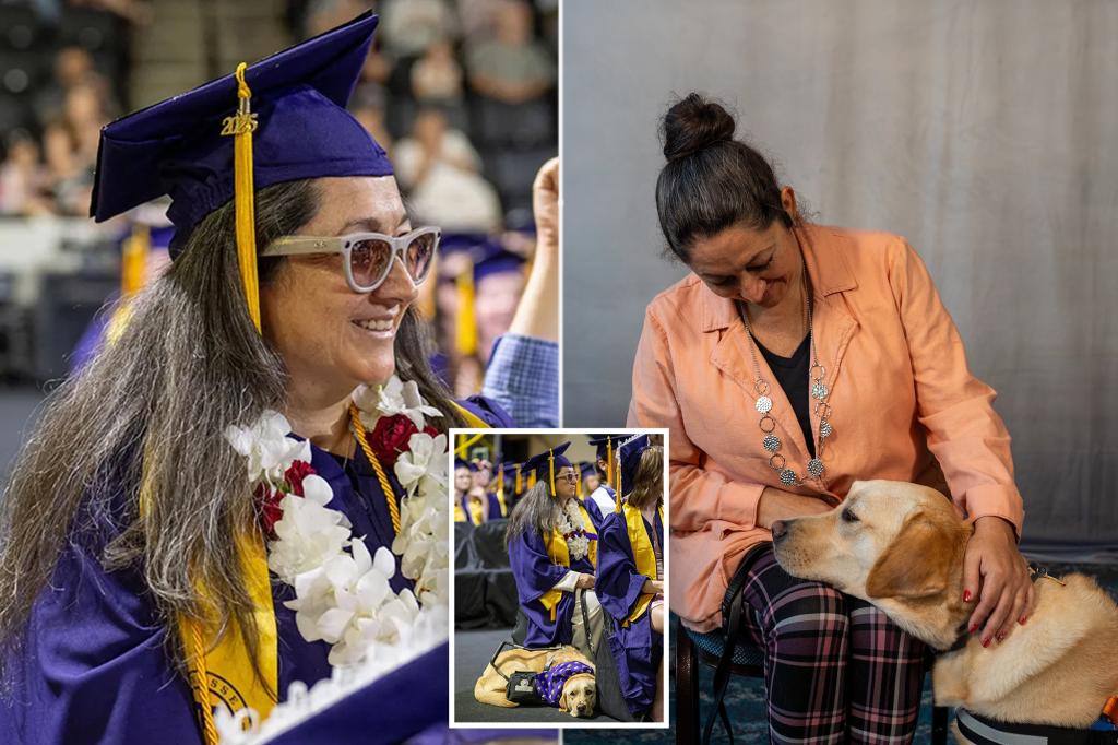 Blind mother of 5 graduates from college with honors alongside her guide dog