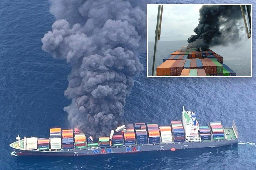 Container ship explodes, lights on fire off coast of India, officials searching for 4 missing crew members