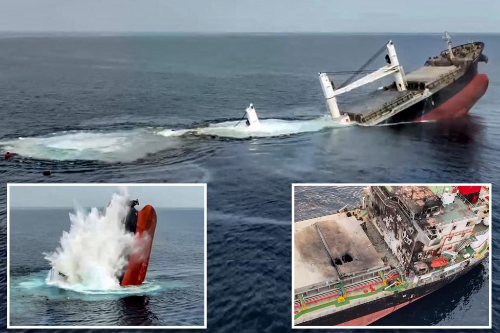 Ship attacked by Yemen’s Houthi rebels sinks in the Red Sea, 6 of 25 aboard rescued
